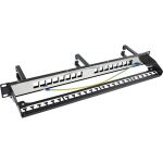 InLine Patchfeld Cat.6A 16-fach, mit 3 Bügeln, 16 Keystones, 19", 1HE, schwarz