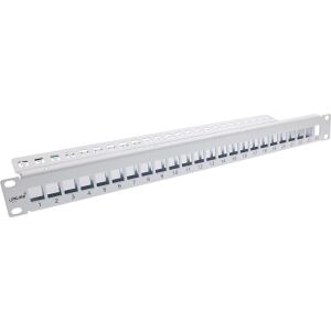 InLine Patchfeld 24-fach, Keystone Leerblech Patchpanel, 19", 1HE, lichtgrau