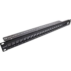 InLine Patchfeld 24-fach, Keystone Leerblech Patchpanel, 19", 1HE, schwarz