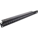 InLine Patchfeld 24-fach, Keystone Leerblech Patchpanel, 19", 1HE, schwarz