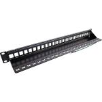 InLine Patchfeld 24-fach, Keystone Leerblech Patchpanel, 19", 1HE, schwarz
