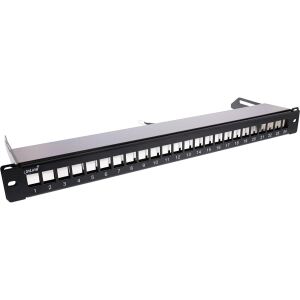 InLine Patchfeld 24-fach, Keystone Leerblech Patchpanel mit Auszug, 19", 1HE