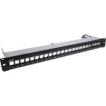 InLine Patchfeld 24-fach, Keystone Leerblech Patchpanel mit Auszug, 19", 1HE