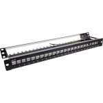 InLine Patchfeld 24-fach, Keystone Leerblech Patchpanel mit Auszug, 19", 1HE