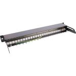 InLine Patchfeld 24-fach, Keystone Leerblech Patchpanel mit Auszug, 19", 1HE