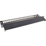 InLine Patchfeld 24-fach, Keystone Leerblech Patchpanel mit Auszug, 19", 1HE
