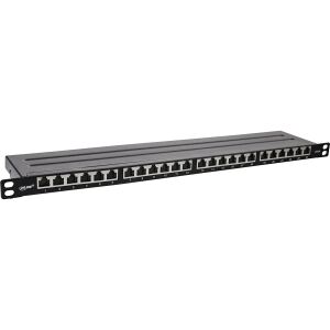 InLine 19" Patchfeld Cat.6A 0,5 HE 24-fach, mit Staubschutz, schwarz