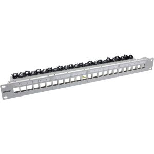 InLine Patchfeld 24-fach, Keystone Patchpanel, 19", 1 HE, lichtgrau, RAL 7035