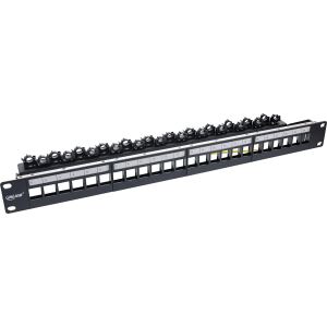 InLine Patchfeld 24-fach, Keystone Patchpanel, 19", 1 HE, schwarz, RAL 9005
