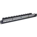InLine Patchfeld 24-fach, Keystone Patchpanel, 19", 1 HE, schwarz, RAL 9005