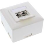InLine Cat.6A Anschlussdose, AP/UP 2x RJ45 Buchse, RAL9010, weiß, senkrecht