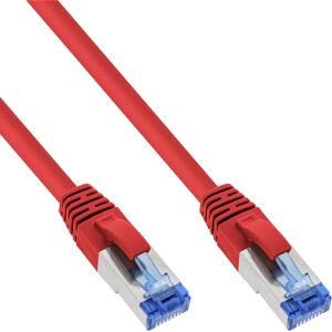 InLine Patchkabel, S/FTP (PiMf), Cat.6A, halogenfrei, rot, 0,5m