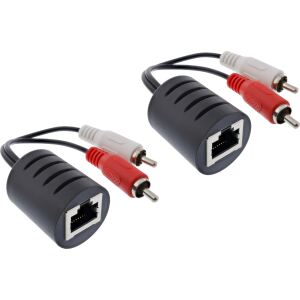 InLine Audio über RJ45 passiv, 2x Cinch Stecker / RJ45 Buchse, max. 50m