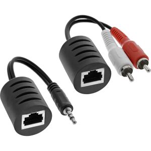 InLine Audio über RJ45 passiv, 2x Cinch 1x Klinke 3,5mm / RJ45 Buchse, max. 50m