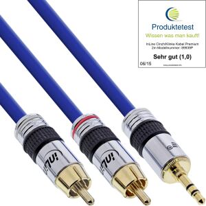 InLine Cinch/Klinke Kabel, PREMIUM, 2x Cinch Stecker an 3,5mm Klinke, 0,5m