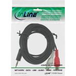 InLine Cinch/Klinke Kabel, 2x Cinch Buchse an 3,5mm Klinke Stecker, 0,2m