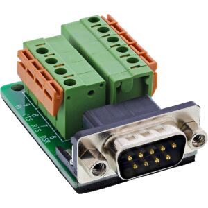 InLine Terminalblock D-Sub 9 Stecker, Federklemme, Schraubsicherung