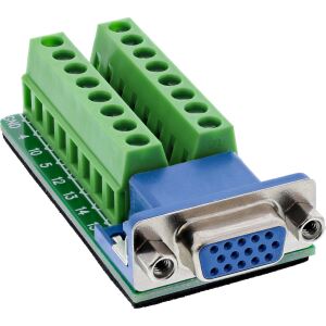 InLine Terminalblock, VGA (HD15), Buchse, 2-reihig, Schraubklemme