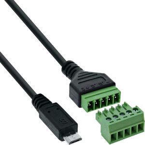 InLine Micro USB Stecker an Terminalblock, 5pol, mit Kabel