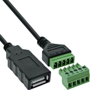 InLine USB-A Buchse an Terminalblock, 5pol, mit Kabel