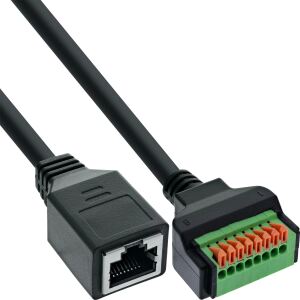 InLine RJ45 Buchse an Push-In-Klemme, 8pol, Cat.5e, 15cm Kabel