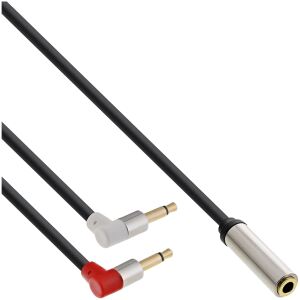 InLine Slim Audio Kopfh. Flugz.-Adapterkab., 2x3,5mm ST / 3,5mm BU 3pol, 0,15m