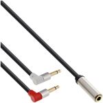 InLine Slim Audio Kopfh. Flugz.-Adapterkab., 2x3,5mm ST / 3,5mm BU 3pol, 2m