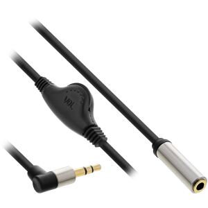 InLine Slim Audio Kabel Klinke 3,5mm ST gewinkelt / BU, mit Lautstärkeregler