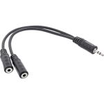 InLine Klinken Y-Kabel, 3,5mm Klinke ST an 2x 3,5mm Klinke BU, Stereo, 0,2m