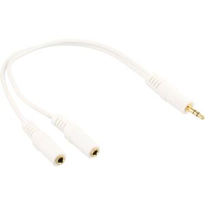 InLine Klinken Y-Kabel, 3,5mm ST an 2x 3,5mm BU, Stereo, weiß/vergoldet, 0,1m