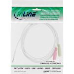 InLine Headset Adapterkabel, 3,5mm Stecker an 2x3,5mm Buchse, weiß, 1m
