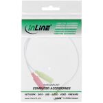 InLine Headset Adapterkabel, 3,5mm Stecker an 2x3,5mm Buchse, weiß, 0,25m
