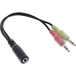 InLine Audio Headset Adapterkabel, 2x 3,5mm Stecker an 3,5mm Buchse OMTP, 0,15m
