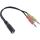 InLine Audio Headset Adapterkabel, 2x 3,5mm Stecker an 3,5mm Buchse CTIA, 0,15m