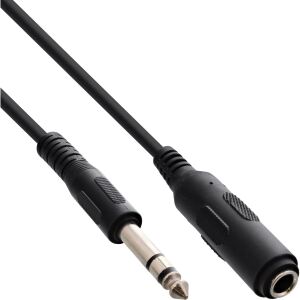 InLine Klinkenverlängerung, 6,3mm Klinke Stecker / Buchse, 5m, Stereo
