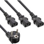 20er B-Pack InLine Netz-Y-Kabel, 1x Schutzkontakt / 3x Kaltgeräte, 1m