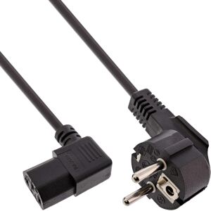 35er B-Pack InLine Netzkabel, Schutzk. gew. / C13 rechts abgew., schwarz, 1,8m
