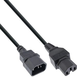 35er Bulk-Pack InLine Netzkabelverlängerung, C15 gerade auf C14, schwarz, 2m