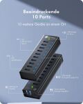 Hub 10-Port IcyBox USB 3.2 IB-AC6110a mit USB Ladeanschluss