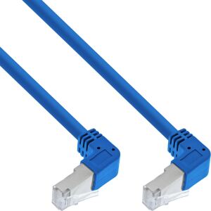InLine Patchkabel 2-seitig unten gewinkelt, S/FTP, Cat.6, 250MHz, blau, 1,5m