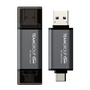 Team Group X1 USB 3.2 Gen1 USB-Stick 64 GB USB Type-A / USB Type-C 3.2 Gen 1 (3.1 Gen 1) Schwarz, Grau