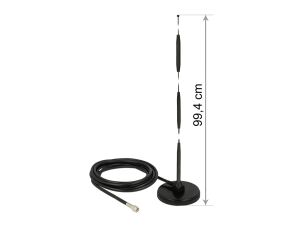 Delock GSM Antenne SMA Stecker 7 dBi starr omnidirektional mit magnetischem Standfuß und Anschlusskabel RG-58 3 m outdoor schwarz