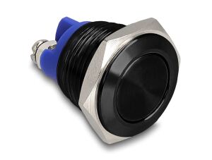 Delock Drucktaster zum Einbau 16 mm 2 x Schraubklemme Taster flach Aluminiumeloxiert tastend