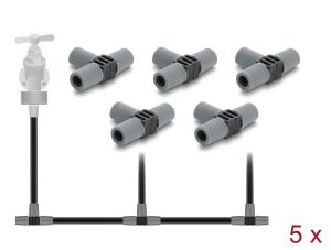 Delock T-Verbinder für 4,6 mm Micro-Drip Bewässerungsschlauch grau / schwarz 5 Stück