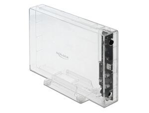 Delock Externes Gehäuse für 3.5″ SATA HDD mit USB Type-C™ Buchse transparent - werkzeugfrei