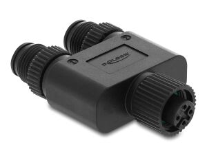 Delock M12 Y-Splitter A-kodiert 4 Pin 1 x Buchse zu 2 x Stecker