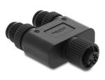Delock M12 Y-Splitter A-kodiert 4 Pin 1 x Buchse zu 2 x Stecker