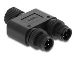 Delock M12 Y-Splitter A-kodiert 4 Pin 1 x Buchse zu 2 x Stecker