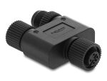 Delock M12 Y-Splitter A-kodiert 4 Pin 1 x Buchse zu 1 x Buchse und 1 x Stecker