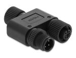 Delock M12 Y-Splitter A-kodiert 4 Pin 1 x Buchse zu 1 x Buchse und 1 x Stecker